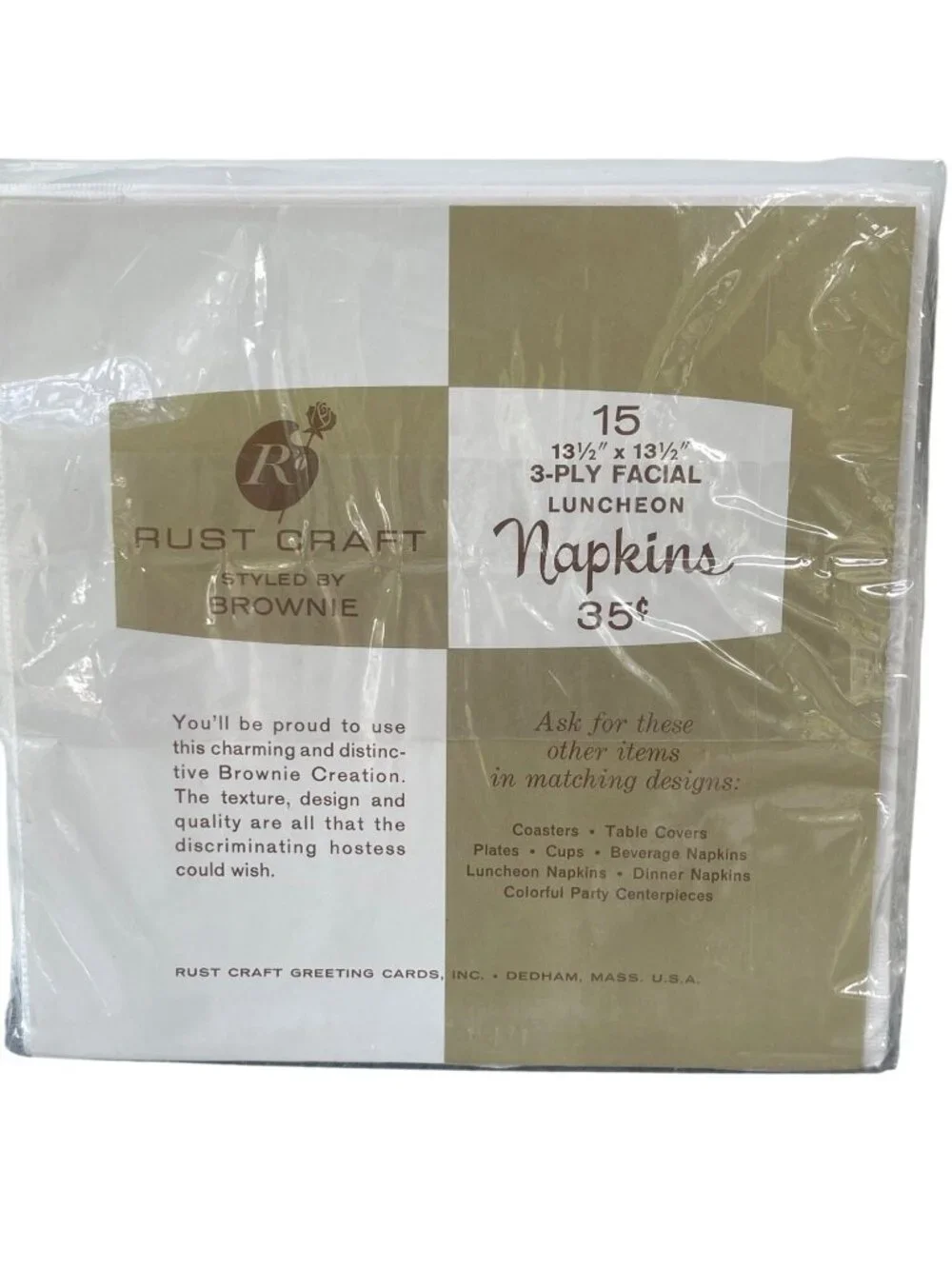 Vintage 15 Rust Craft Browne Luncheon Napkins Coffee Time 13.5